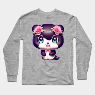 Cute kawaii panda bear Long Sleeve T-Shirt